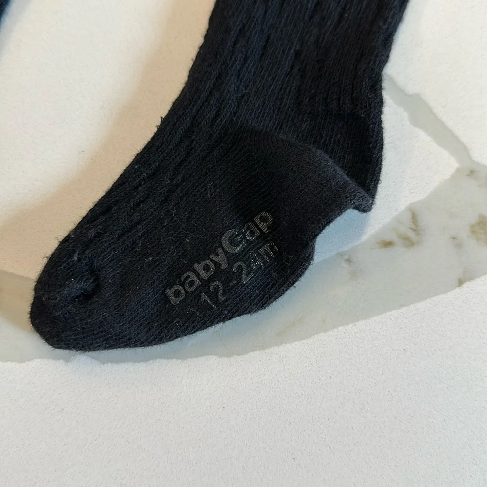Gap baby toddler Brannan bear cable knit tights black size 12-24 months 🖤🐻